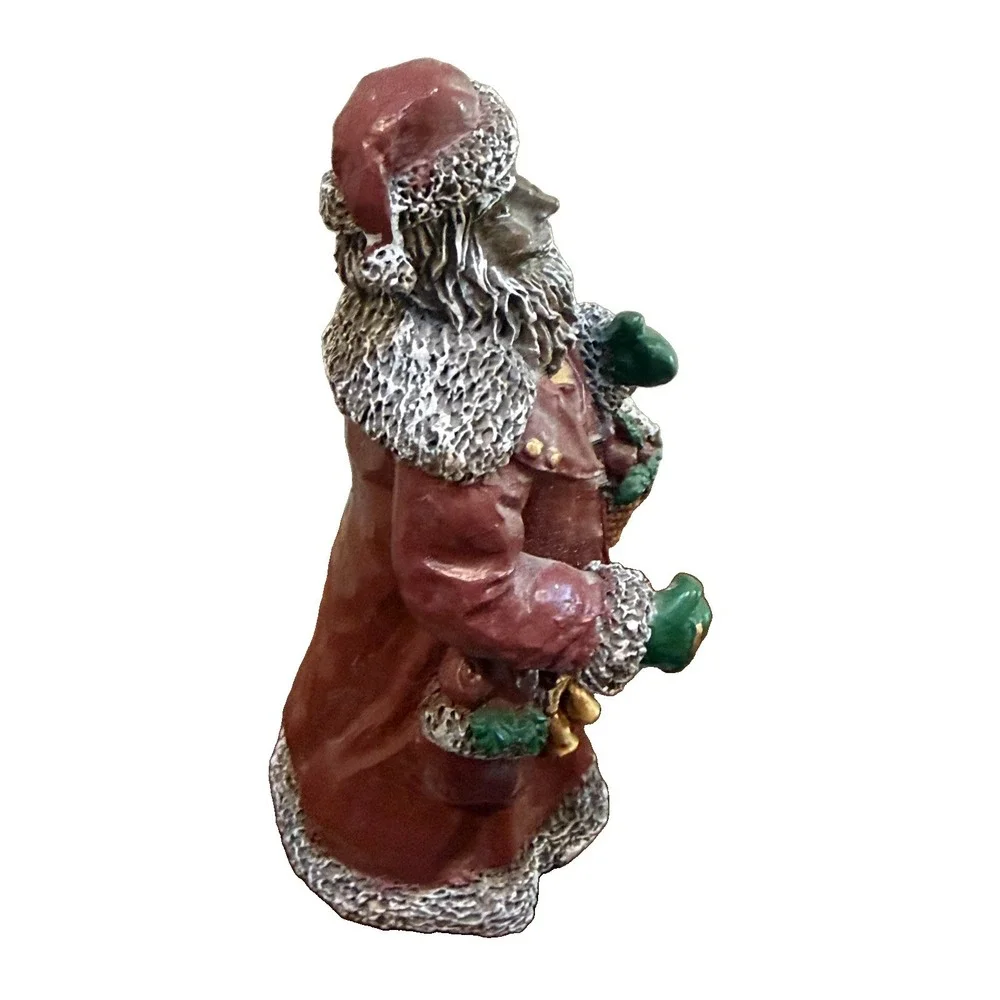 Vintage Young's Inc African American Santa Claus Figurine Red Coat Cap Christmas